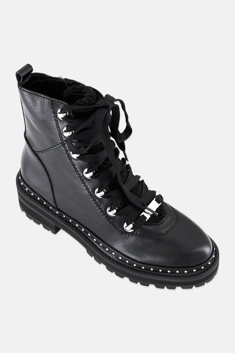 STEVE MADDEN Women Rainier Lace Up Ankle Boots, Black - Image 1